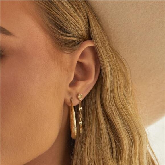 Gold Hoop Earrings for Women 925 Sterling Silver Hoop Earrings Hypoallergenic - Picture 6 of 7